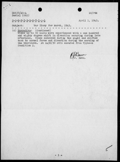 Page 5: the end of the typhoon, signed R. J. Baum.