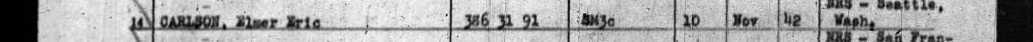The typed line naming Elmer Eric Carlson, cut from the scan: Line 14, his name.