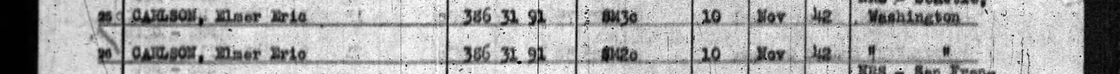 The typed line naming Elmer Eric Carlson, cut from the scan: Lines 25 and 26, his name twice.