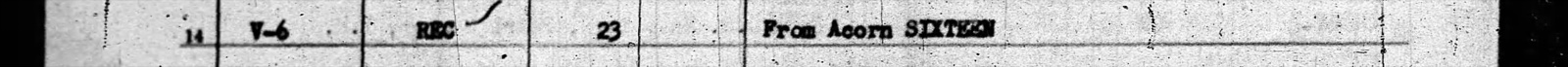 The typed line naming Elmer Eric Carlson, cut from the scan: Line 14, the change: received March 23 from Acorn 16.