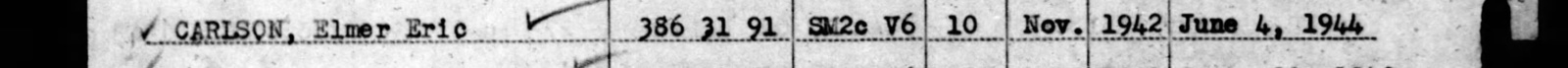 The typed line naming Elmer Eric Carlson, cut from the scan: His line on the roll.