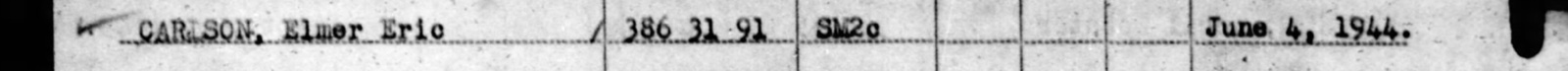 The typed line naming Elmer Eric Carlson, cut from the scan: His line on the roll.
