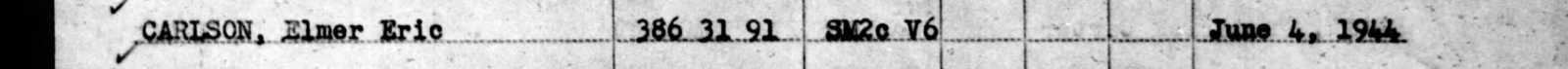 The typed line naming Elmer Eric Carlson, cut from the scan: His line on the roll.